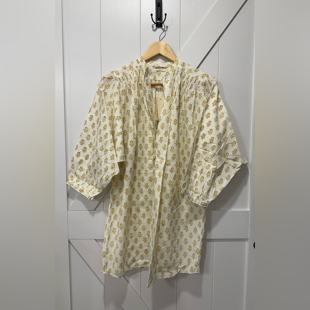 NWT DOEN Opal Dress in Cream Sunflower Block Print - XS - Picture 2 of 8